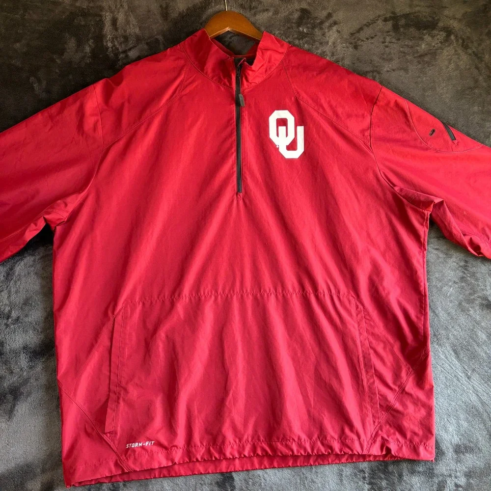 Nike Mens Polyester Pullover Quarter Zip Storm-Fit Oklahoma Sooners 2XL Red